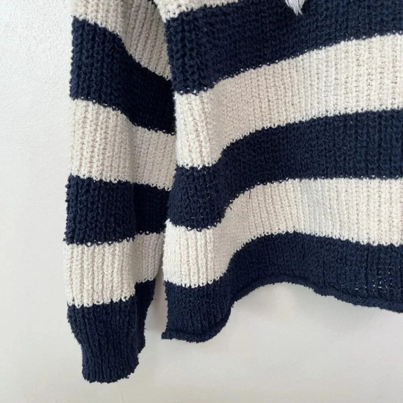 Zara  Womens M Stripes Nautical Oversized Navy White Knit Sweater - Picture 6 of 14